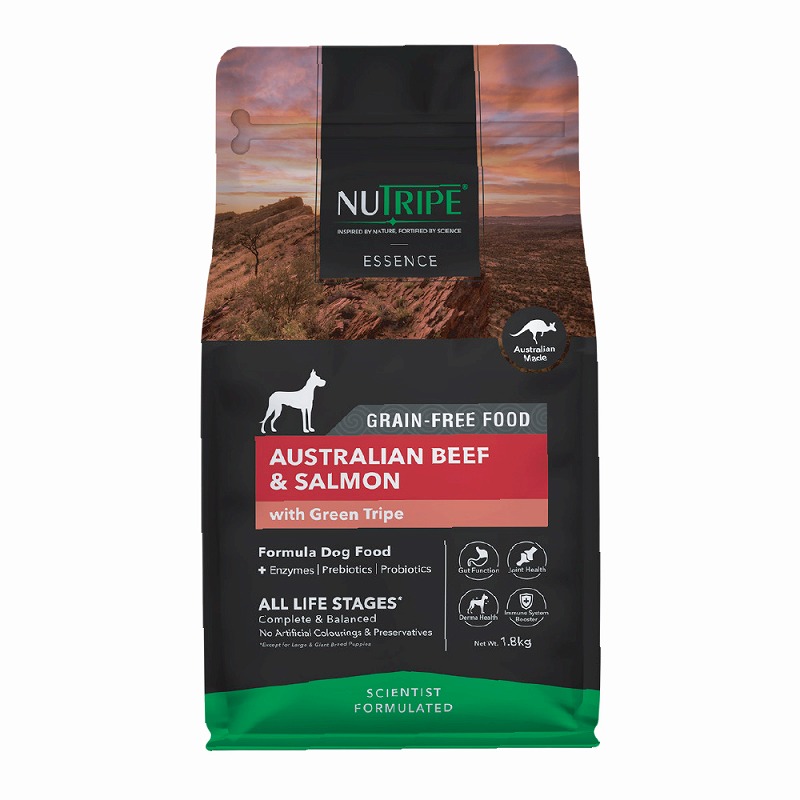 ［ファンタジーワールド］ニュートライプ グレインフリードライ ドッグ ビーフ＆サーモンwithグリーントライプ 1.8kg＜専門店商材＞