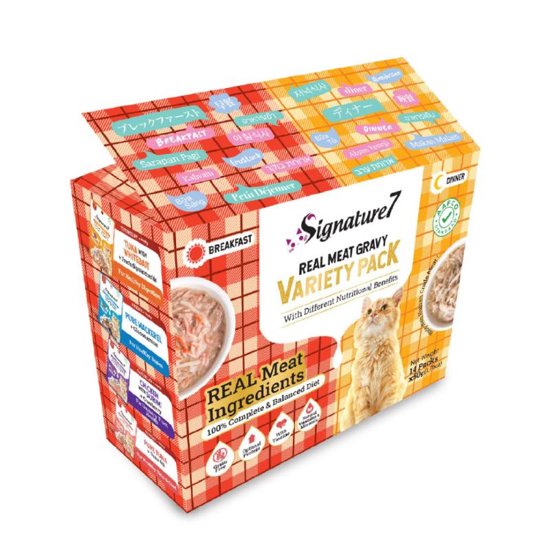 [ファンタジーワールド] シグネチャー7 キャット グレイビー パウチ バラエティ パック 50g×14パック ＜ペット専門店商材＞