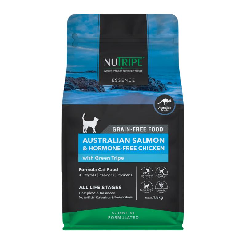 ［ファンタジーワールド(直送)］ニュートライプ グレインフリードライ キャット サーモン＆チキンwithグリーントライプ 1.8kg ＜ペット専門店商材＞【決算セール】