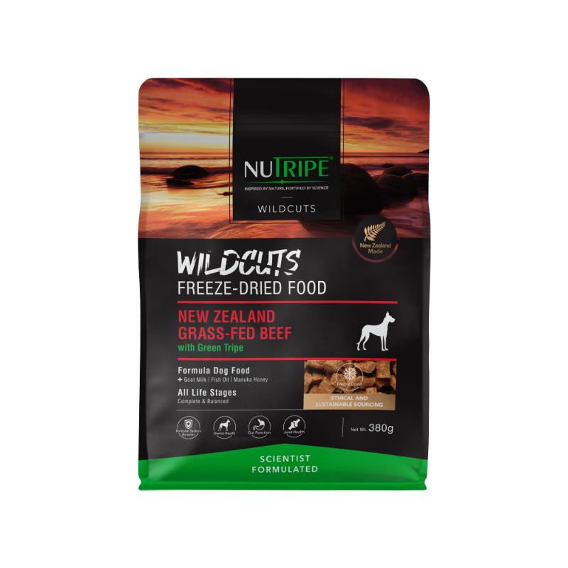 ［ファンタジーワールド(直送)］ニュートライプ ワイルドカット フリーズドライ ビーフwithグリーントライプ 380g ＜ペット専門店商材＞【決算セール】