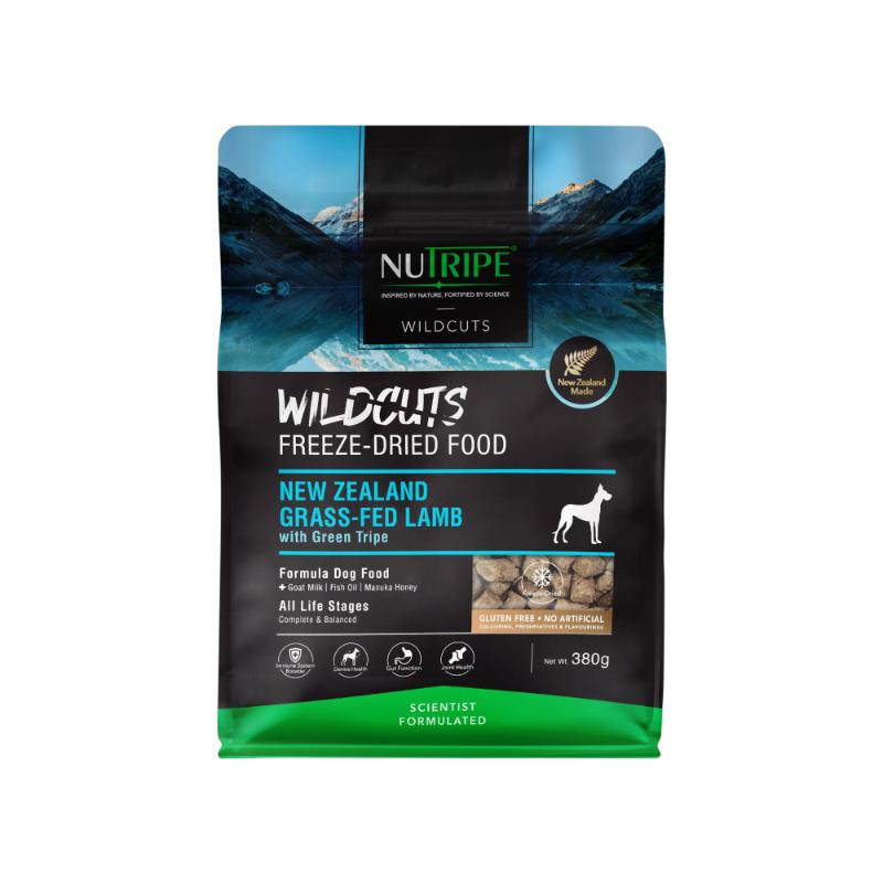 ［ファンタジーワールド(直送)］ニュートライプ ワイルドカット フリーズドライ キングサーモン&ラムwithグリーントライプ 380g ＜ペット専門店商材＞【決算セール】
