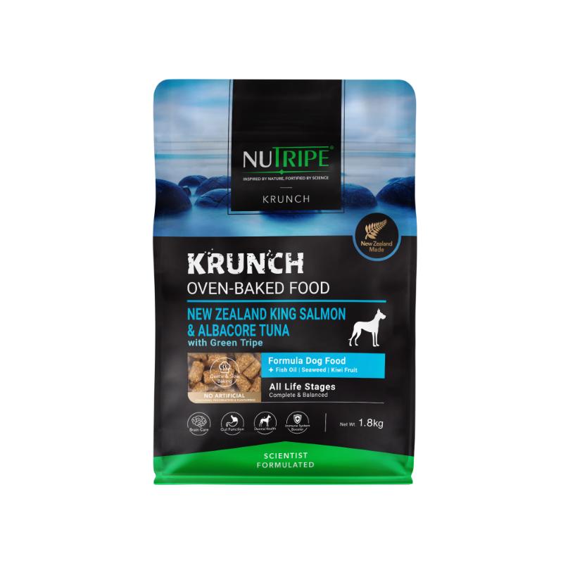 ［ファンタジーワールド(直送)］ニュートライプ クランチ オーブンベークド キングサーモン＆アルバコアツナwithグリーントライプ 1.8kg ＜ペット専門店商材＞【決算セール】