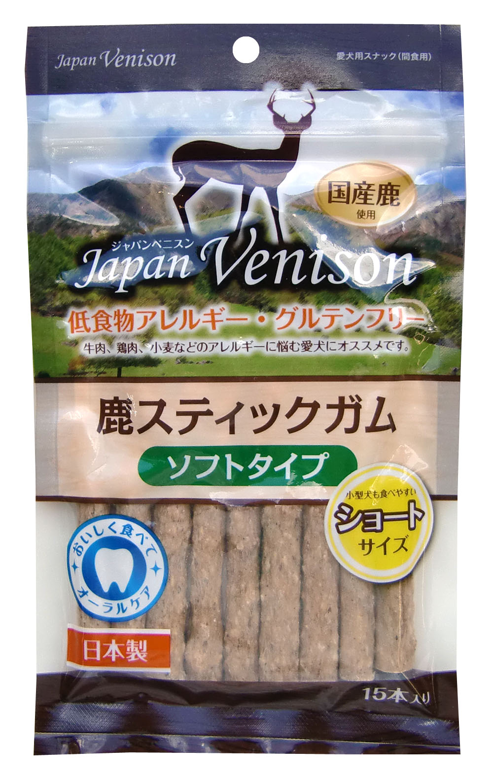 [アスク] Japan Venison 鹿スティックガムソフトタイプショート15本