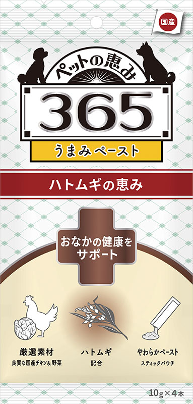 [新東亜交易] ペットの恵み365 犬用うまみペースト おなかサポート10g×4本