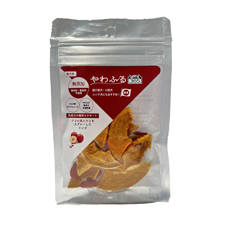 [新東亜交易]ペットの恵み365 やわふる クコの実エキスをスプレーしたリンゴ スライスカット 10g