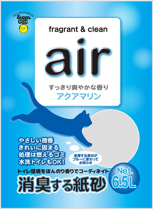 [スーパーキャット] air 消臭する紙砂 アクアマリン 6.5L