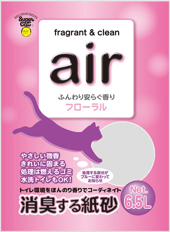 [スーパーキャット] air 消臭する紙砂 フローラル 6.5L