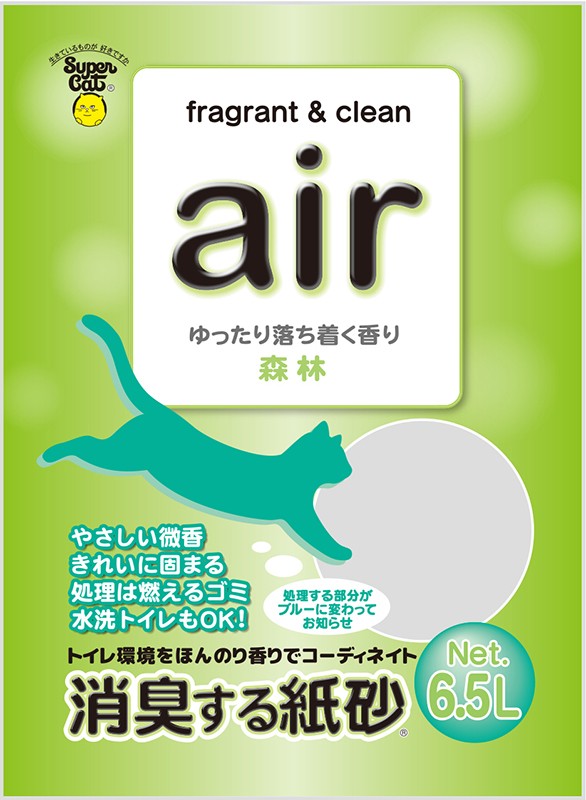 [スーパーキャット] air 消臭する紙砂 森林 6.5L　【5月特価】