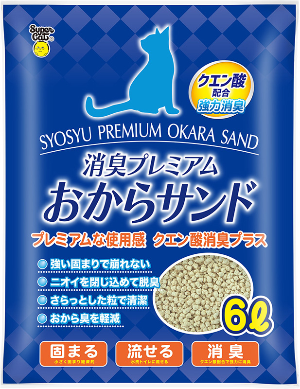 [スーパーキャット] NEW 消臭プレミアムおからサンド クエン酸プラス 6L　【5月特価】