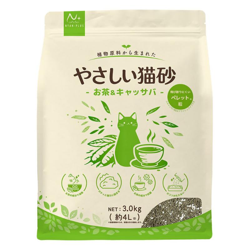 ［スーパーキャット］やさしい猫砂 お茶＆キャッサバ ペレット粒 3.0kg