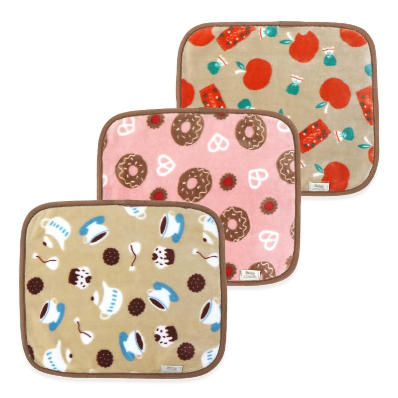 ［ペットプロジャパン］Homey カフェプリントフランネル毛布 ミニ 3色アソート／1セット（3枚）