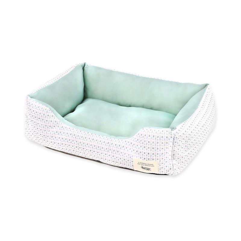 ［ペットプロジャパン］Homey クールニットスクエアベッド S スモーキーグリーン