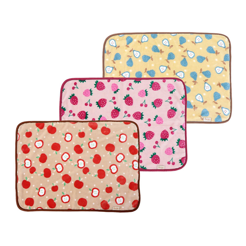 【アウトレット】［ペットプロジャパン］Homey フルーツフランネル毛布 レギュラー 3枚（色アソート）