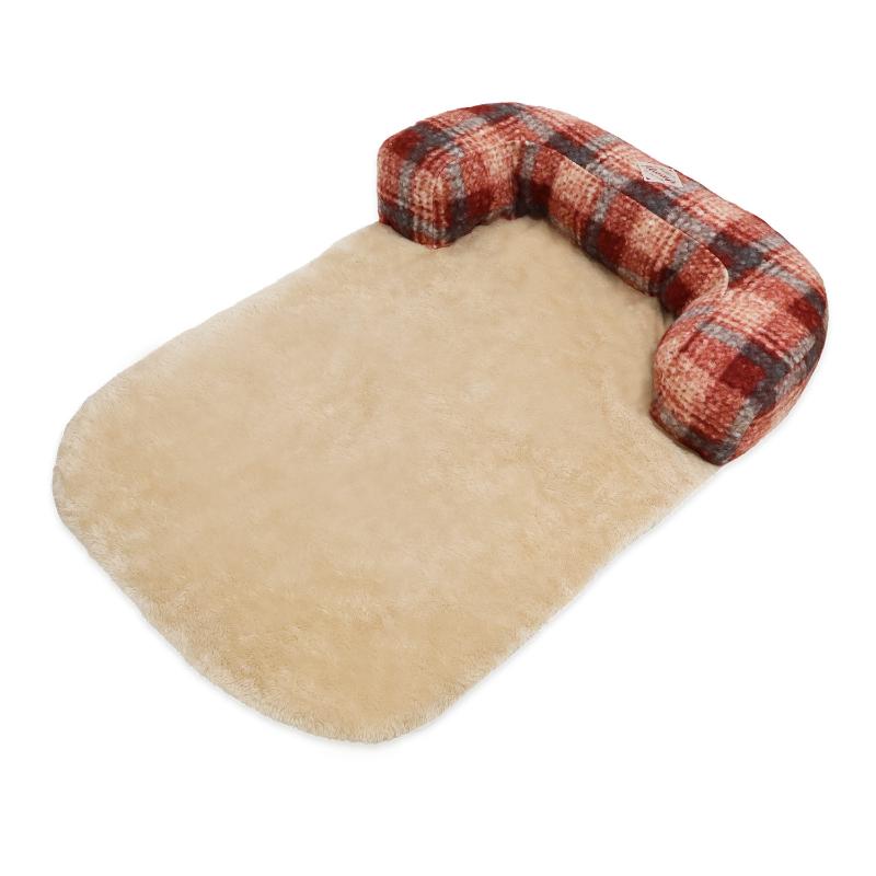 [ペットプロジャパン]Homey ループチェックラージベッド レッド