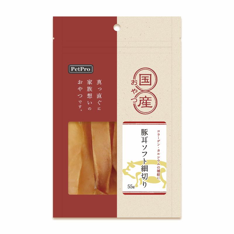 ［ペットプロジャパン］ペットプロ 国産おやつ 豚耳ソフト細切り 55g