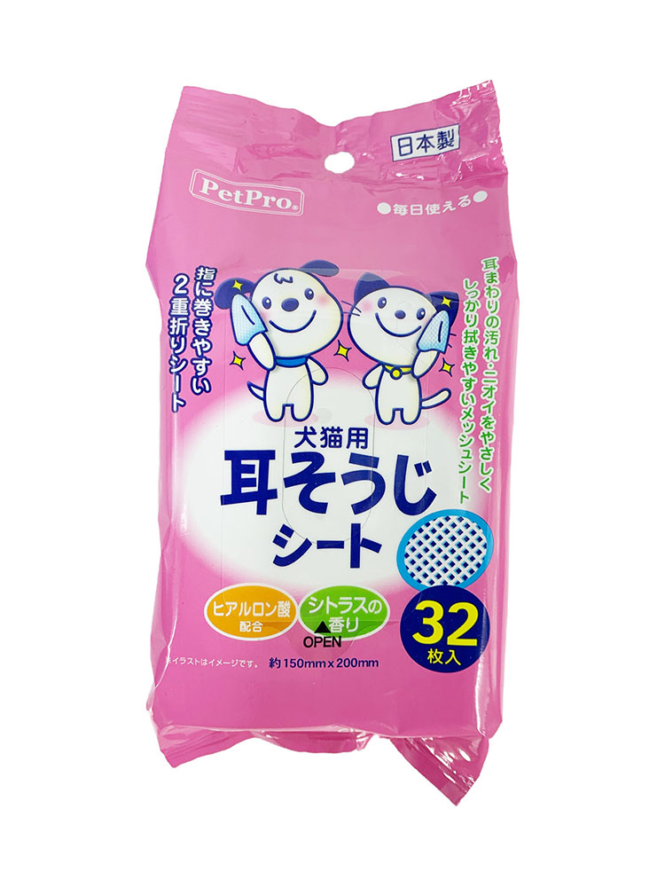 [ペットプロジャパン(直送)] 耳そうじシート 32枚入 ※メーカー直送（本州のみ） ※発注単位・最低発注数量(混載10ケース以上)にご注意下さい  