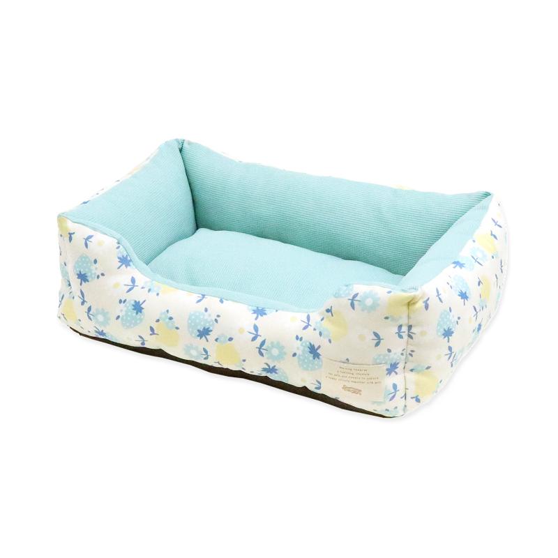［ペットプロジャパン］Homey レトロフルーツスクエアベッド S スモーキーブルー