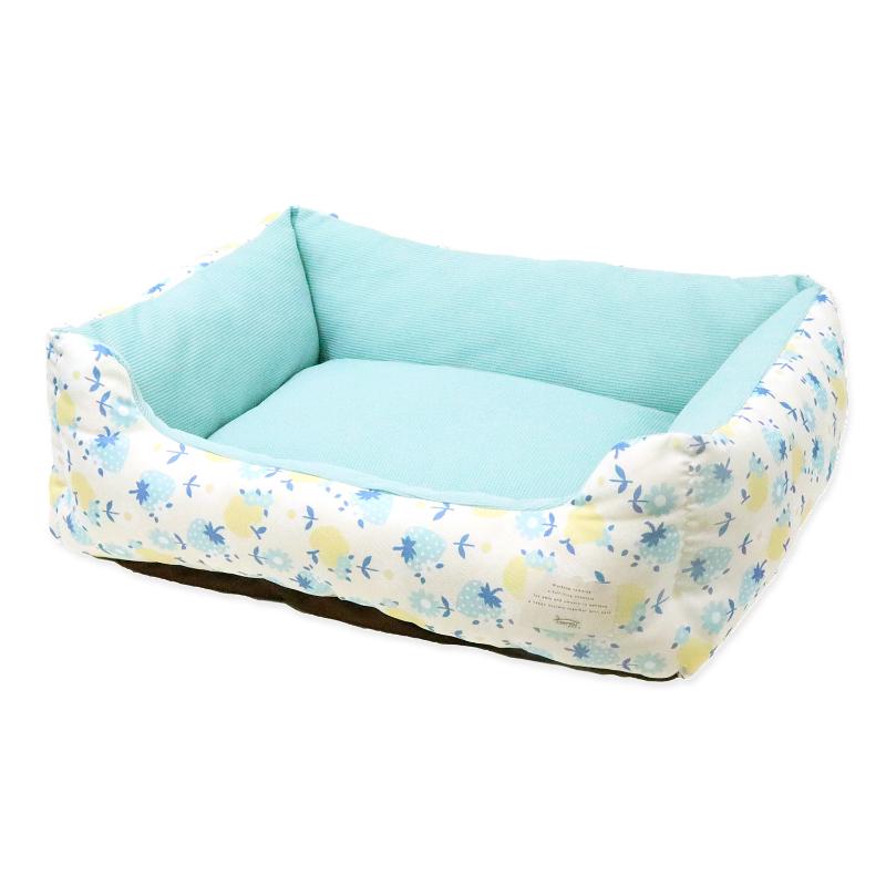 ［ペットプロジャパン］Homey レトロフルーツスクエアベッド M スモーキーブルー
