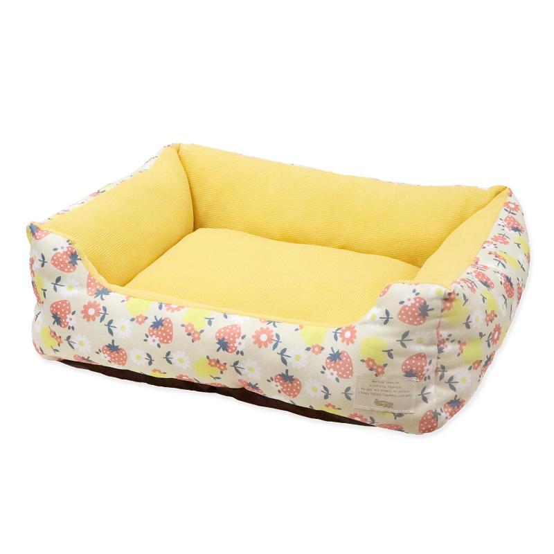 ［ペットプロジャパン］Homey レトロフルーツスクエアベッド M サフランイエロー