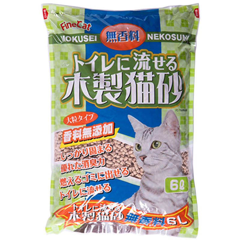 ［常陸化工］トイレに流せる木製猫砂 無香料 6L　【4月特価】