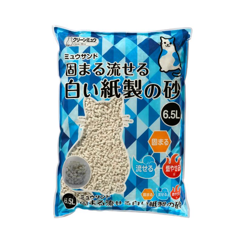 ［シーズイシハラ(直送)］固まる流せる白い紙製の砂 6.5L ※メーカー直送 ※発注単位・最低発注数量(混載5ケース以上)にご注意下さい