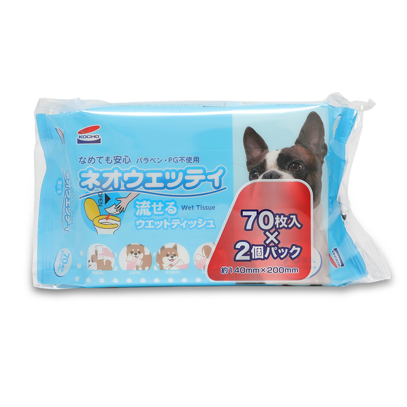 ［コーチョー］ネオウェッティ 流せるウェットティッシュ 70枚×2個パック