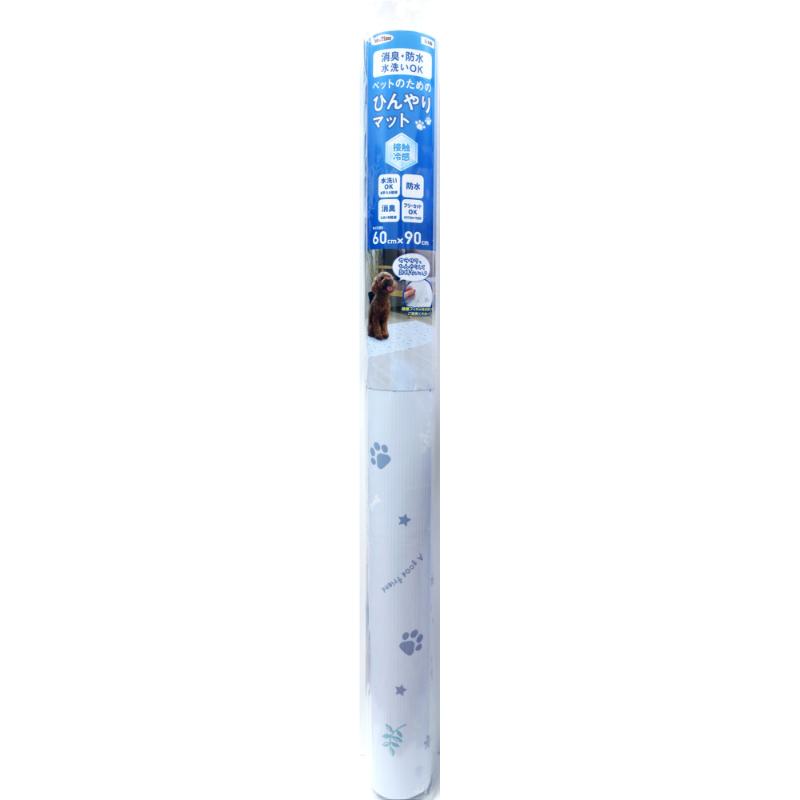 ［明和グラビア］ひんやりペットマットINHM-10 足跡 ブルー 60×90cm