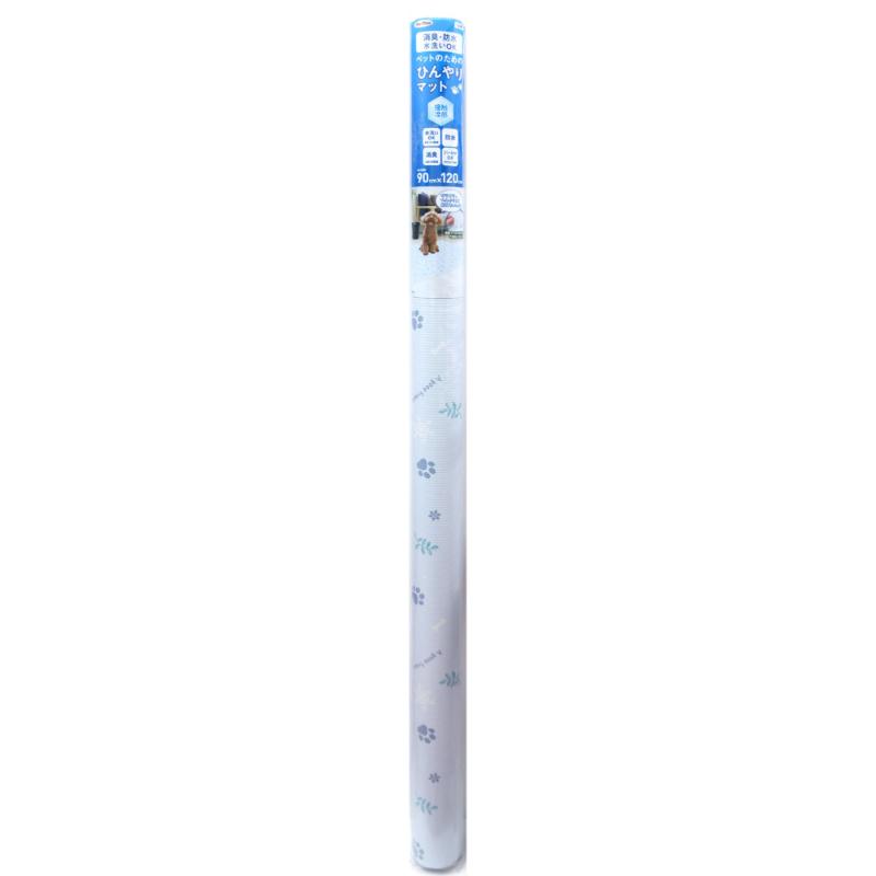 ［明和グラビア］ひんやりペットマットINHM-10 足跡 ブルー 90×120cm