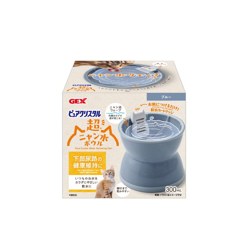 ［ジェックス］ピュアクリスタル 超ニャン水ボウル ブルー