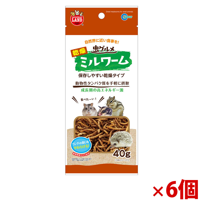 【アウトレット】[マルカン]虫グルメ 乾燥ミルワーム 40g×6個