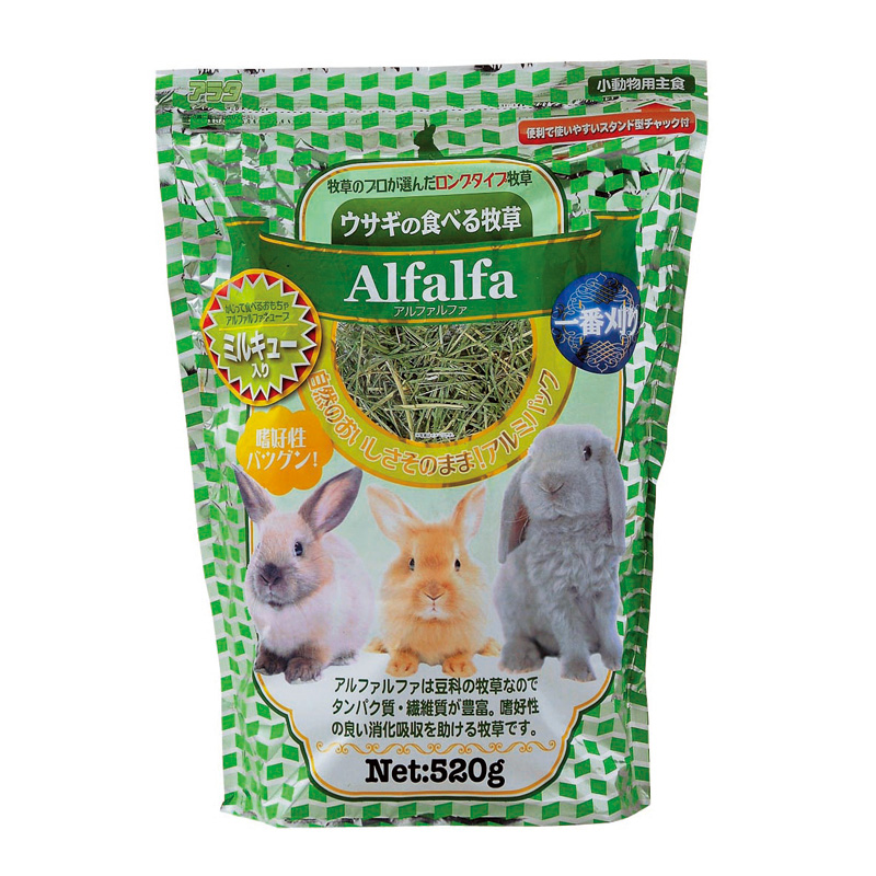 ［アラタ］うさぎの食べる牧草 アルファルファ ミルキュー入り 520g