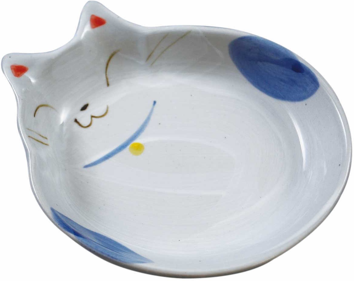 ［貝沼産業(直送)］瀬戸焼 猫用食器 猫の耳 青 ※発注単位・最低ご購入金額にご注意下さい