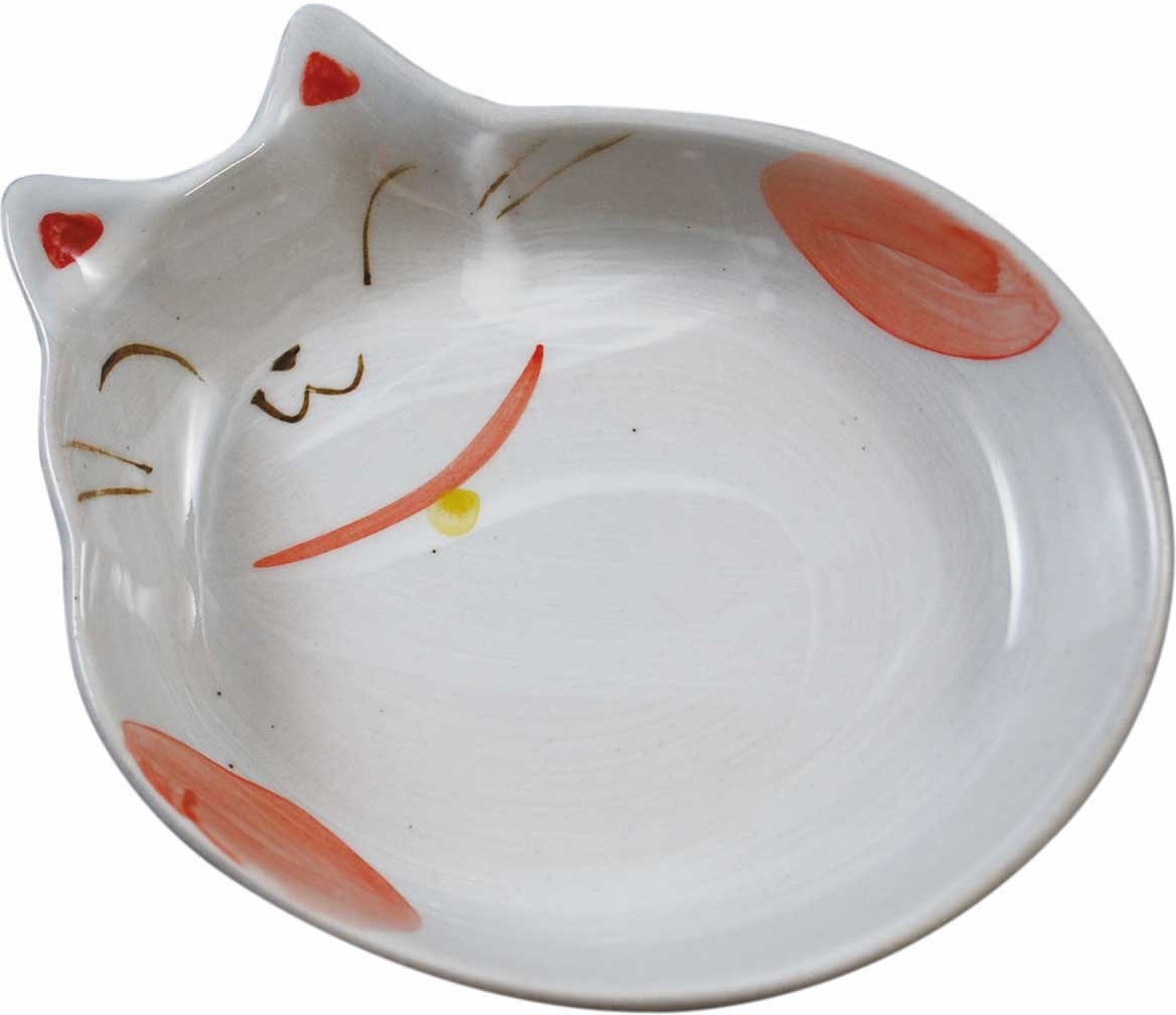 ［貝沼産業(直送)］瀬戸焼 猫用食器 猫の耳 赤 ※発注単位・最低ご購入金額にご注意下さい