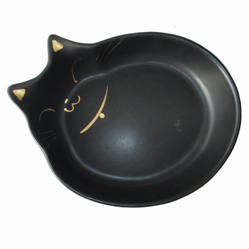 ［貝沼産業(直送)］瀬戸焼 猫用食器 猫の耳 黒 ※発注単位・最低ご購入金額にご注意下さい