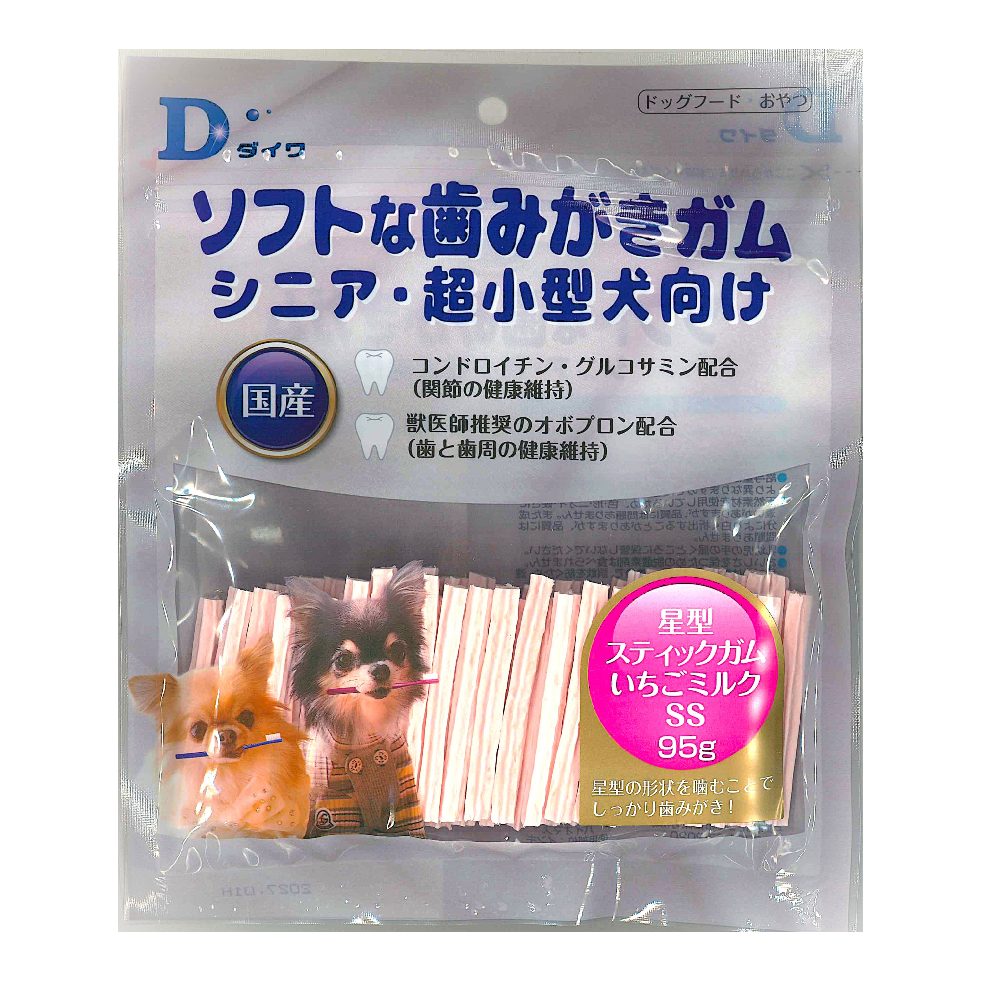 ［ダイワ］ソフトな歯みがきガム 星形スティックガム いちごミルク SS95g