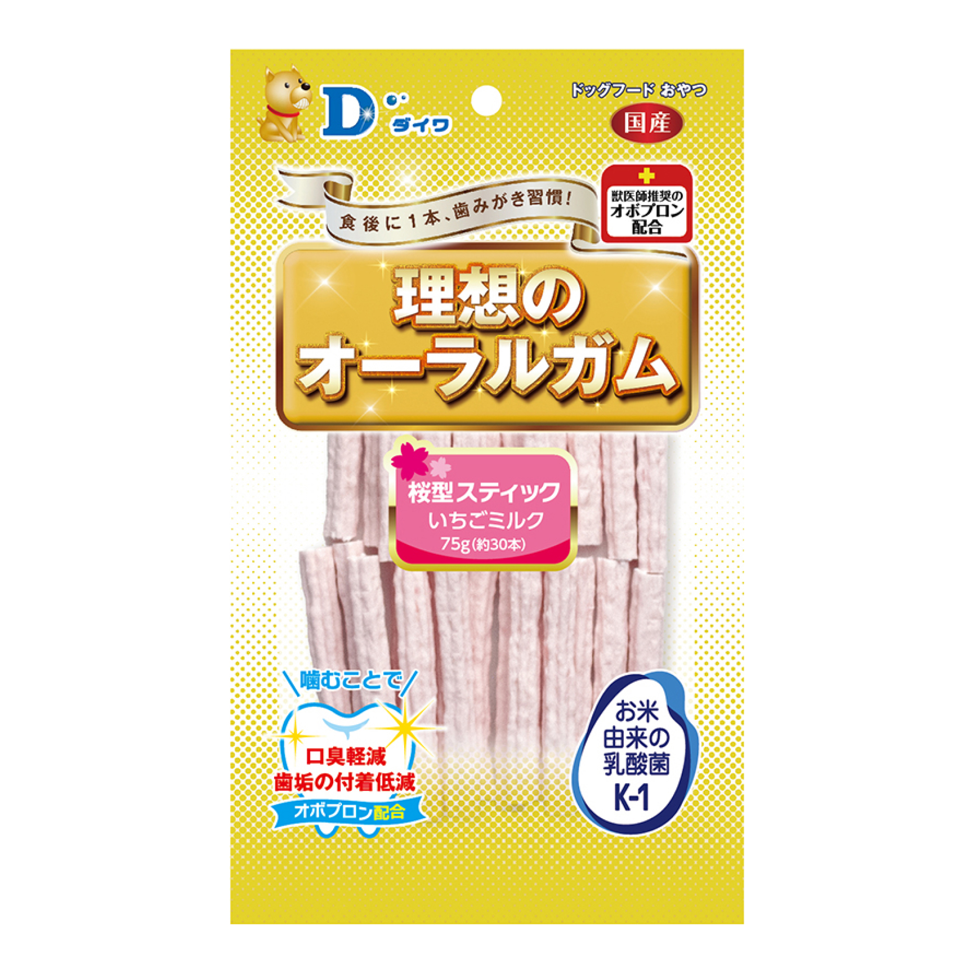［ダイワ］理想のオーラルガム 桜型スティック いちごミルク75g
