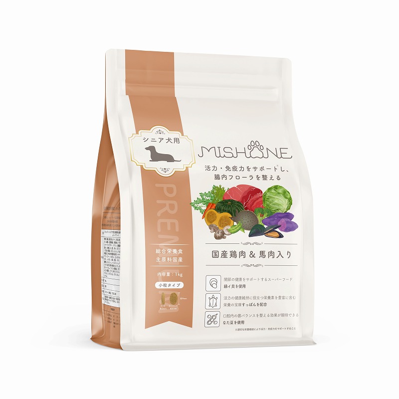 ［ミシュワン］MISHONE シニア犬用ドッグフード（国産鶏肉＆馬肉入り）1kg ●通販サイト掲載販売不可＜専門店商材＞