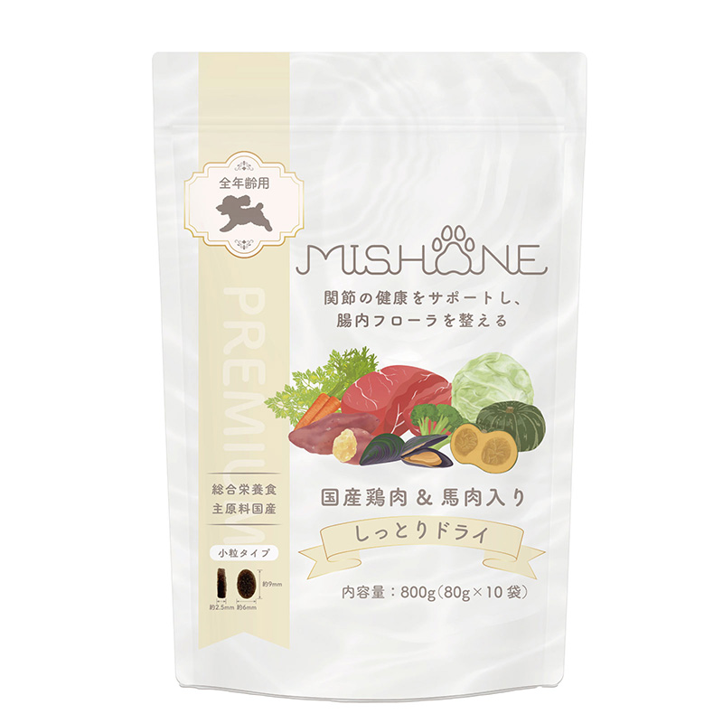 ［ミシュワン］全年齢用セミモイストドッグフード（国産鶏肉＆馬肉入り）800g