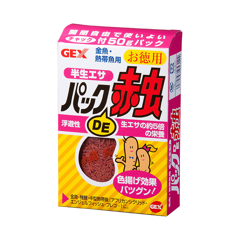 [ジェックス(直送：小動物・観賞魚)] パックDE赤虫 (半生エサ) お徳用 50g ※メーカー直送となります。※発注単位・最低ご購入金額にご注意下さい