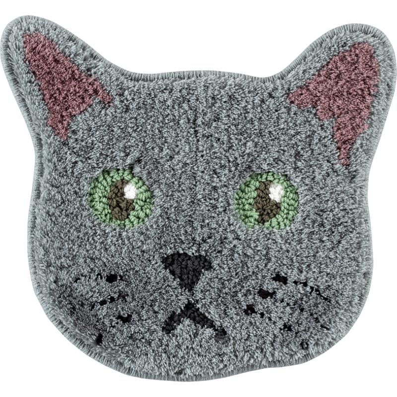 ［スミノエ(直送)］ネコカオマット 35×38cm ブルー ※メーカー直送 ※発注単位・最低発注数量(1ケース以上)にご注意下さい