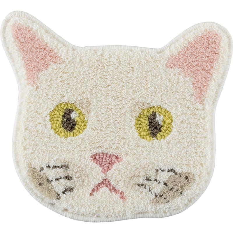 ［スミノエ(直送)］ネコカオマット 35×38cm シロ ※メーカー直送 ※発注単位・最低発注数量(1ケース以上)にご注意下さい