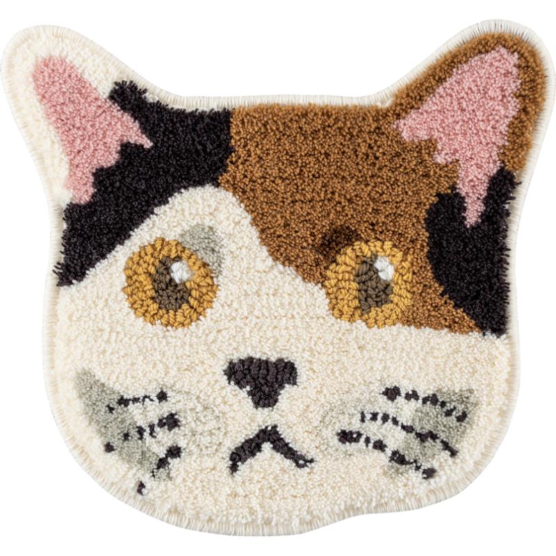 ［スミノエ(直送)］ネコカオマット 35×38cm ミケ ※メーカー直送 ※発注単位・最低発注数量(1ケース以上)にご注意下さい