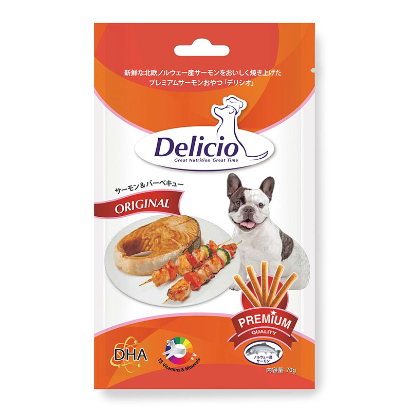 ［ルークラン(直送)］Delicio オリジナル サーモン＆バーベキュー 70g ※最低ご購入金額にご注意下さい