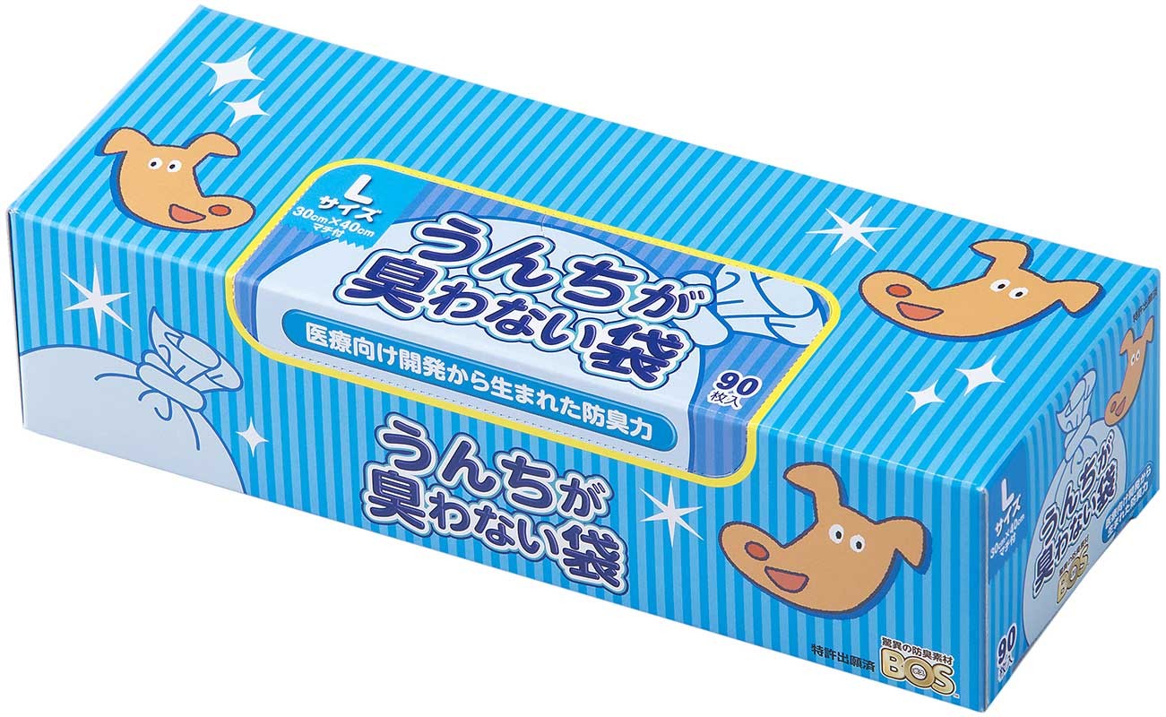 [クリロン化成(直送)] うんちが臭わない袋 BOS ペット用 箱型 Lサイズ 90枚入 ※メーカー直送 ※発注単位・最低発注数量(混載1ケース以上)にご注意下さい