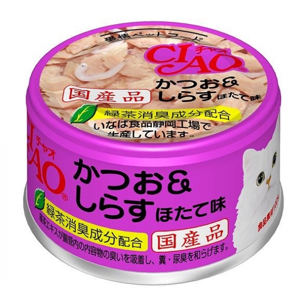 [いなばペットフード] CIAO かつお＆しらす ほたて味 85g A-12