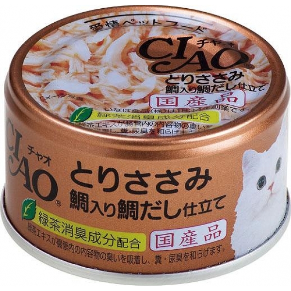 [いなばペットフード] CIAO とりささみ 鯛入り 鯛だし仕立て 85g A-88　【メーカーフェア】