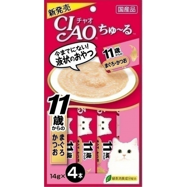 [いなばペットフード(直送)] CIAO ちゅ～る 11歳からのまぐろ・かつお 14g×4本 SC-74 ※メーカー直送 ※発注単位・最低発注数量(混載50ケース以上)にご注意下さい