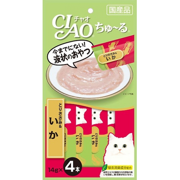 [いなばペットフード(直送)] CIAO ちゅ～る とりささみ＆いか 14g×4本 SC-79 ※メーカー直送 ※発注単位・最低発注数量(混載50ケース以上)にご注意下さい