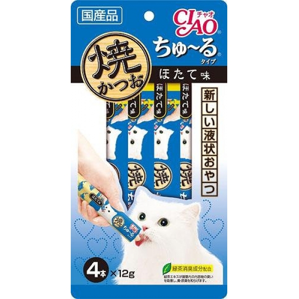 [いなばペットフード(直送)] 焼かつおちゅ～るタイプ ほたて味 12g×4本 4R-105 ※メーカー直送 ※発注単位・最低発注数量(混載50ケース以上)にご注意下さい