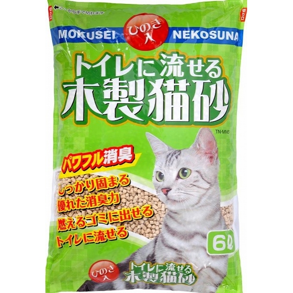 [常陸化工] NMN-6 トイレに流せる木製猫砂 6L　【4月特価】